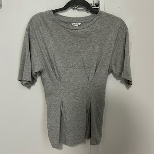 Monki Cinched Waist Gray Elevated Cotton Tee | xs